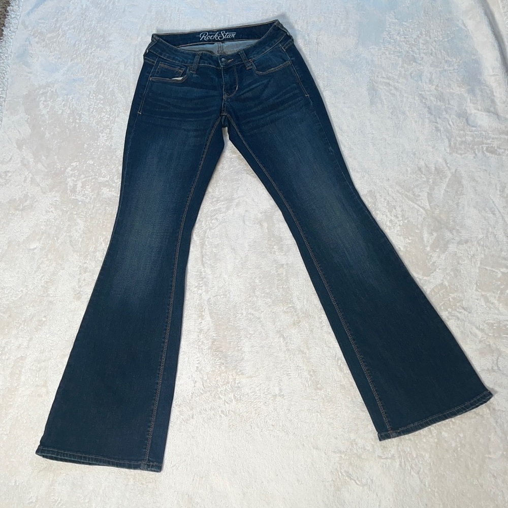 Old Navy The Rock Star Campfire Dark Wash Bootcut Jeans Size 2 EUC - Picture 9 of 11